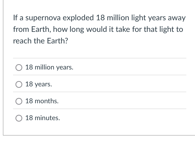 If a supernova exploded 1 8 million light years