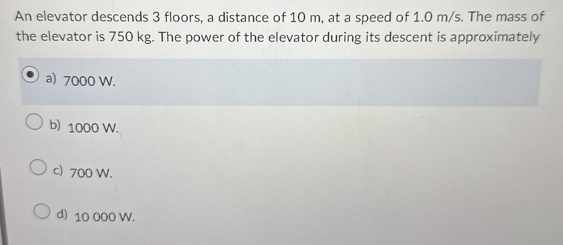 An elevator descends 3 floors, a distance of 1 0
