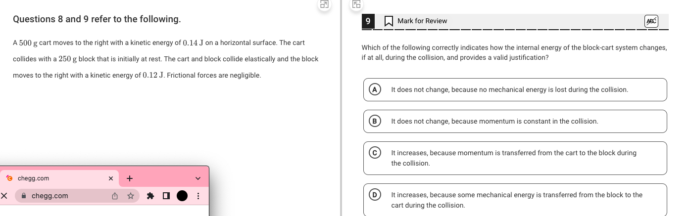 Questions 8 and 9 refer to the following. A 5 0 0