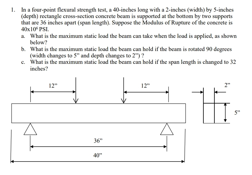 In a four - point flexural strength test, a 4 0 -