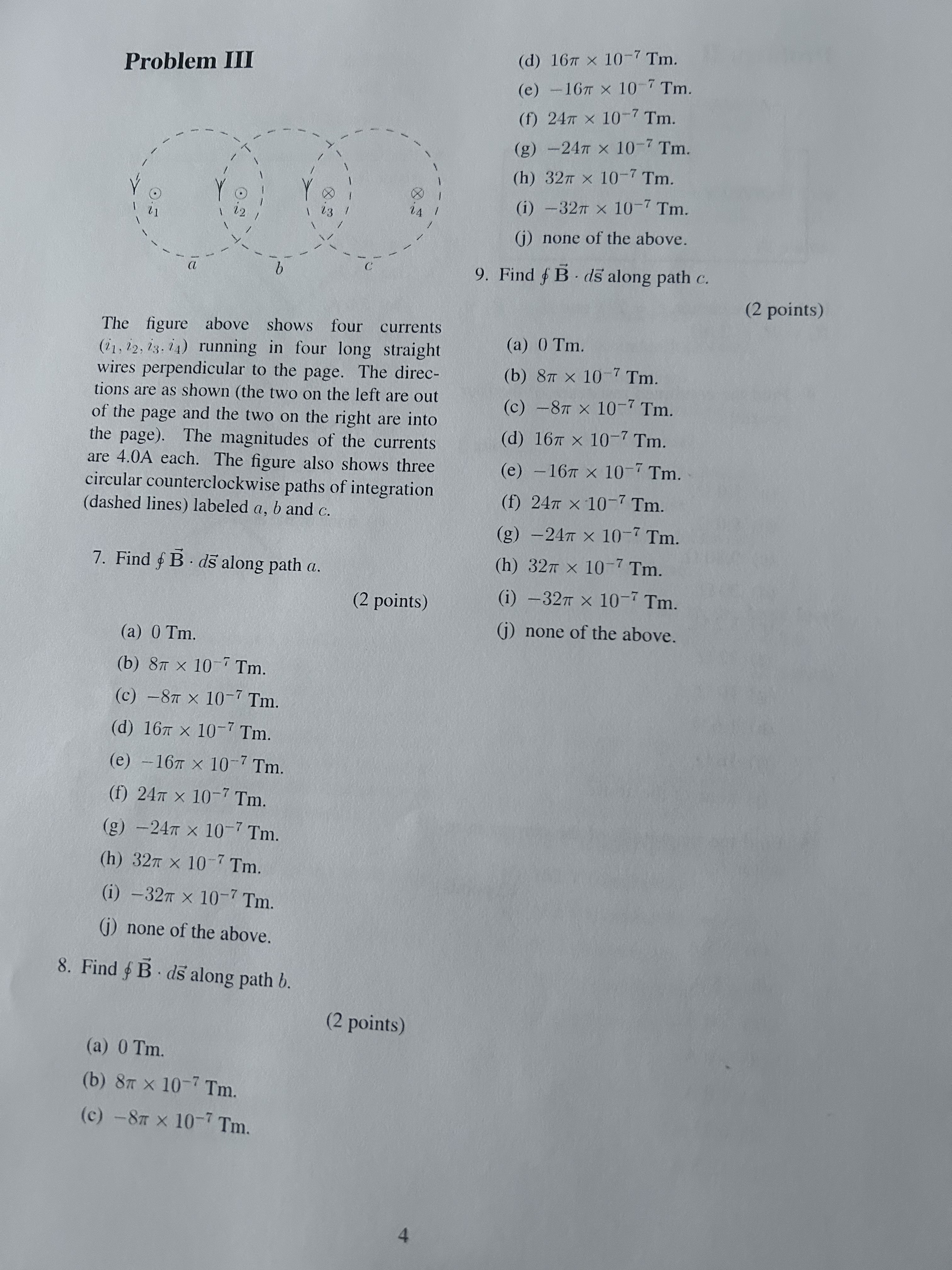 Problem III ( d ) 1 6 1 0 - 7 T m . ( e ) - 1 6 1