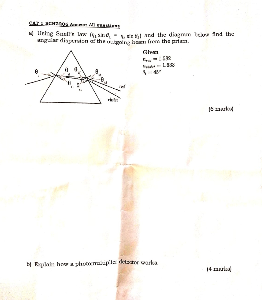 CAT 1 BCH 2 2 0 6 Answer All questions a ) Using