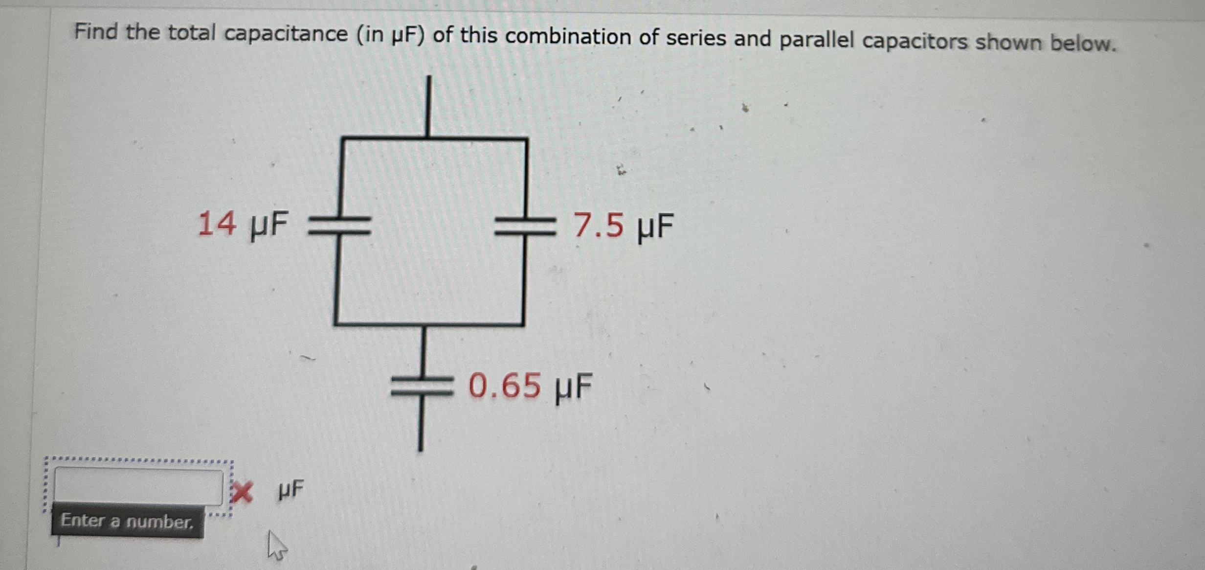 Find the total capacitance ( in F ) of this