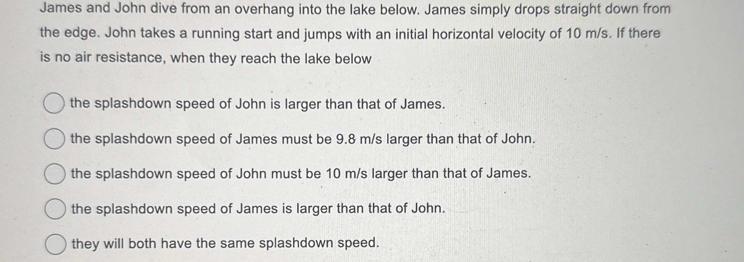 James and John dive from an overhang into the