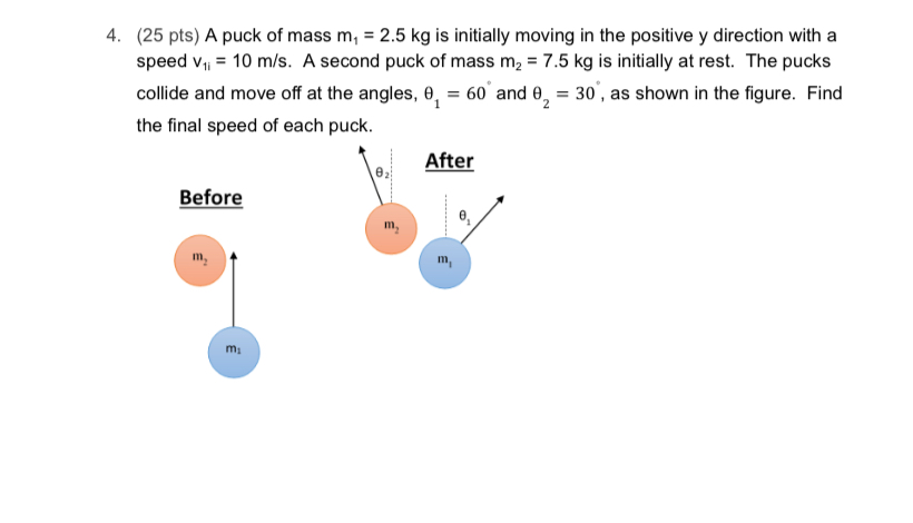 ( 2 5 pts ) A puck of mass m 1 = 2 . 5 k g is