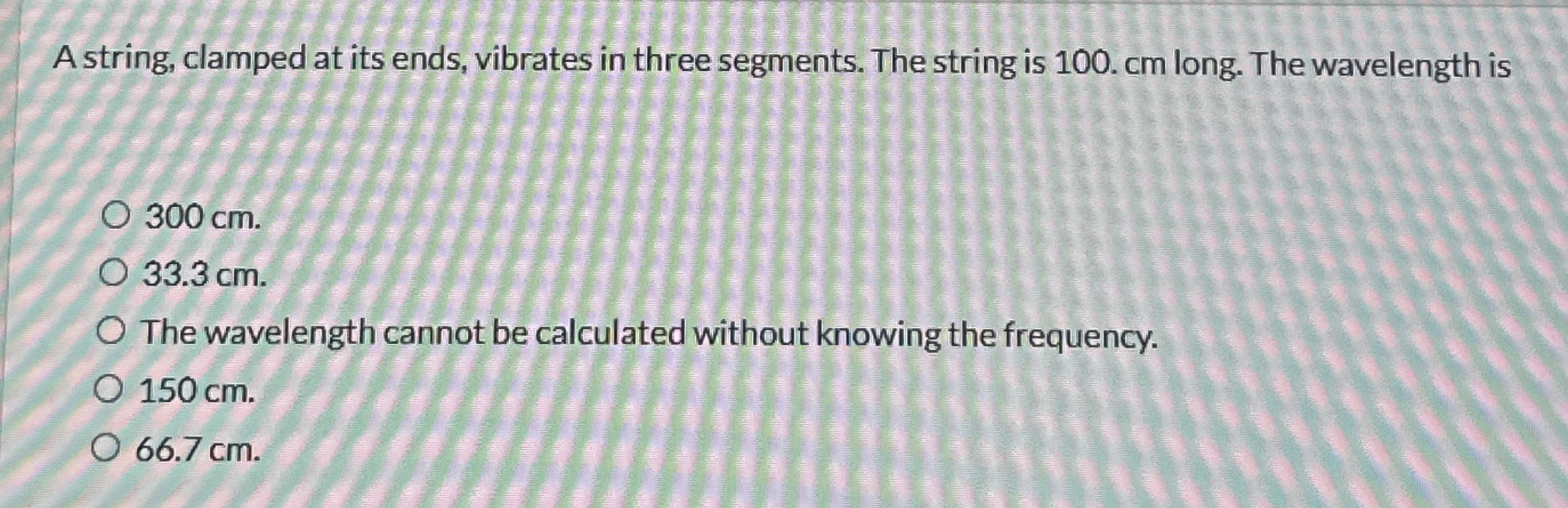 A string, clamped at its ends, vibrates in three