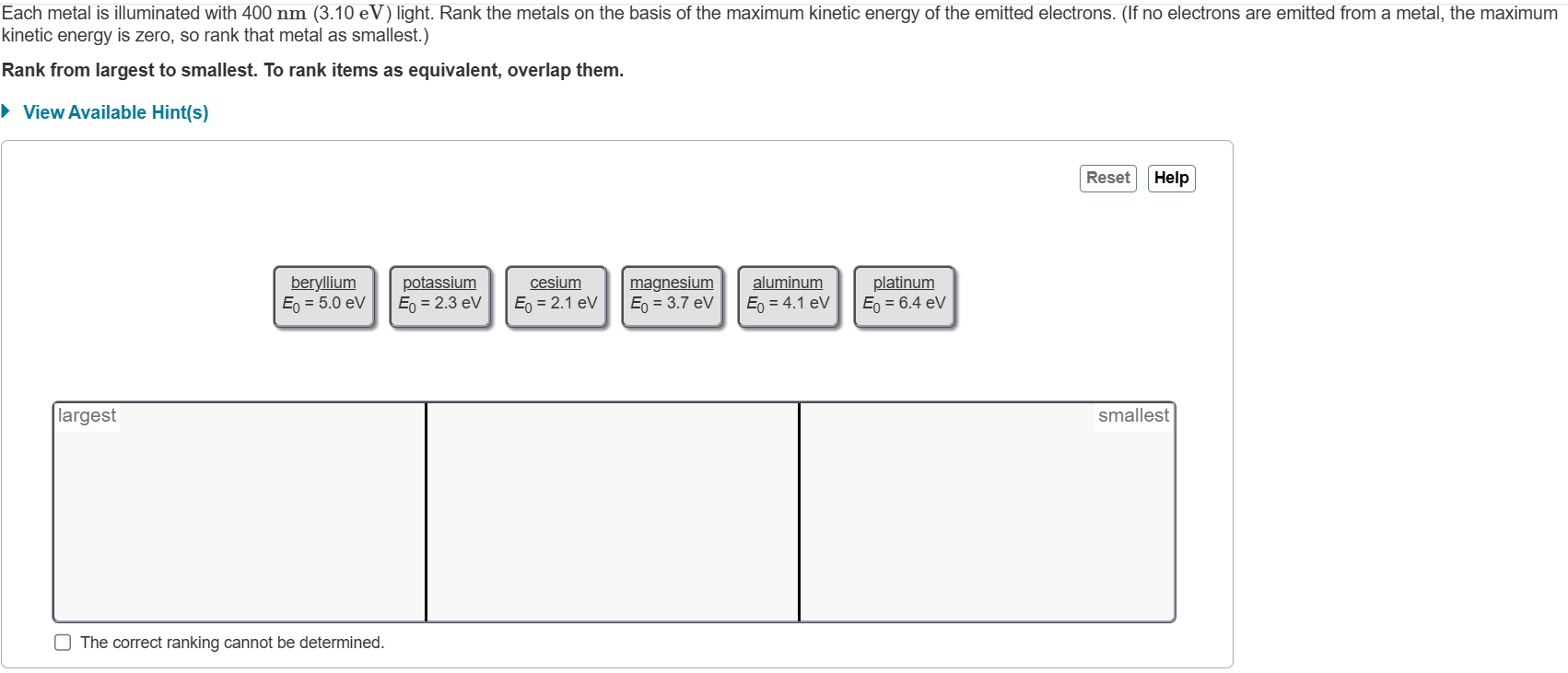 Each metal is illuminated with 4 0 0 nmnm ( 3 . 1