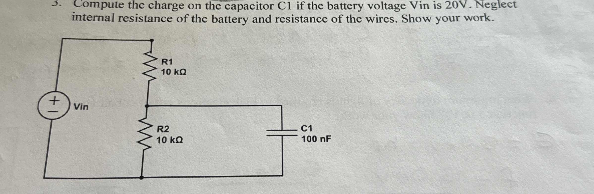Compute the charge on the capacitor C 1 if the