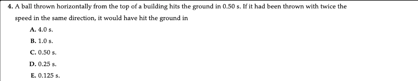 4 . A ball thrown horizontally from the top of a
