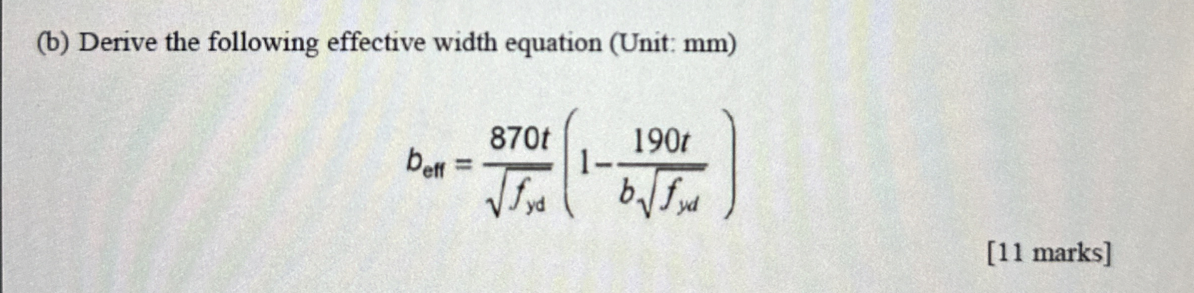 ( b ) Derive the following effective width