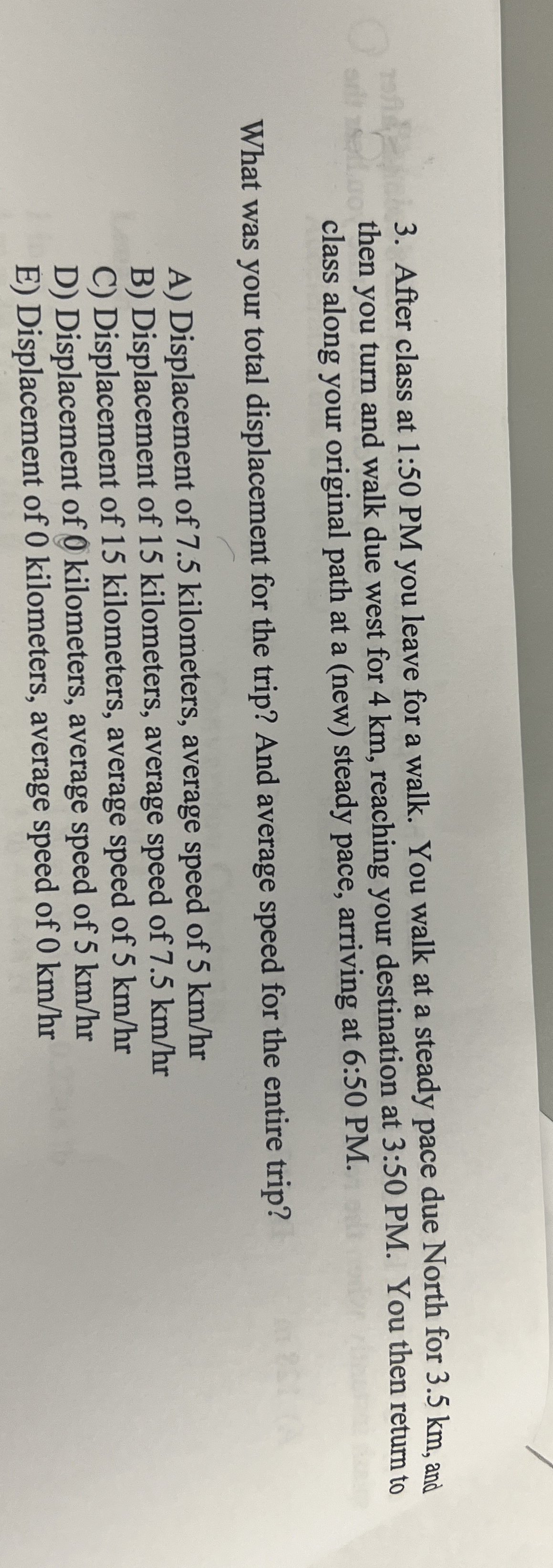 After class at 1 : 5 0 PM you leave for a walk.