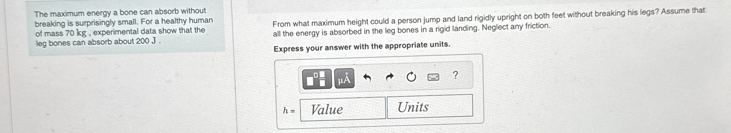 The maximum energy a bone can absorb without