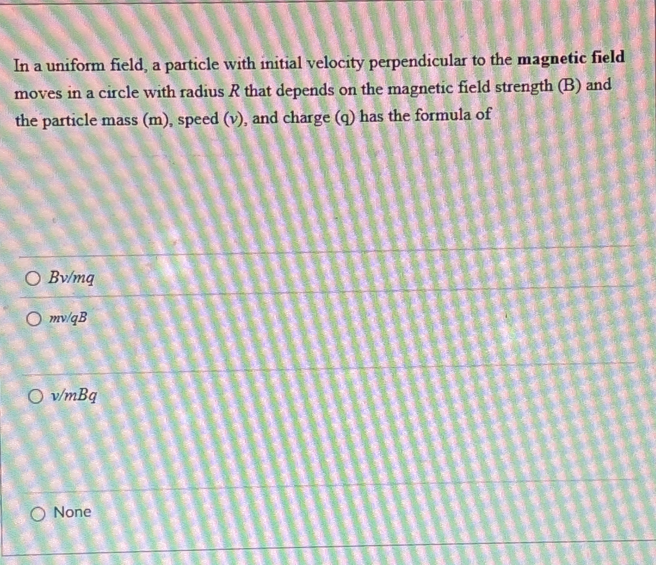 In a uniform field, a particle with initial