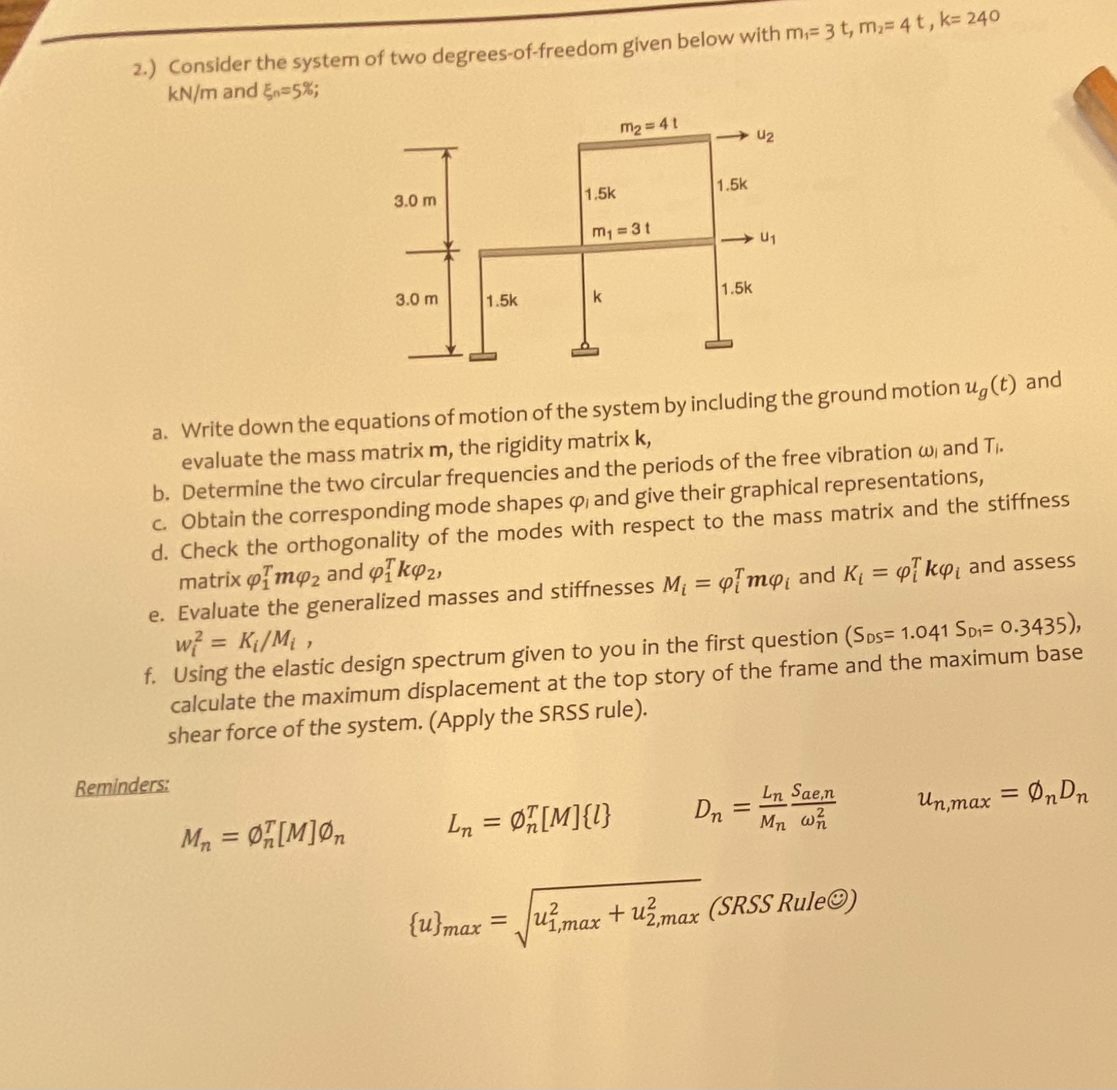 2 . ) Consider the system of two degrees - of -