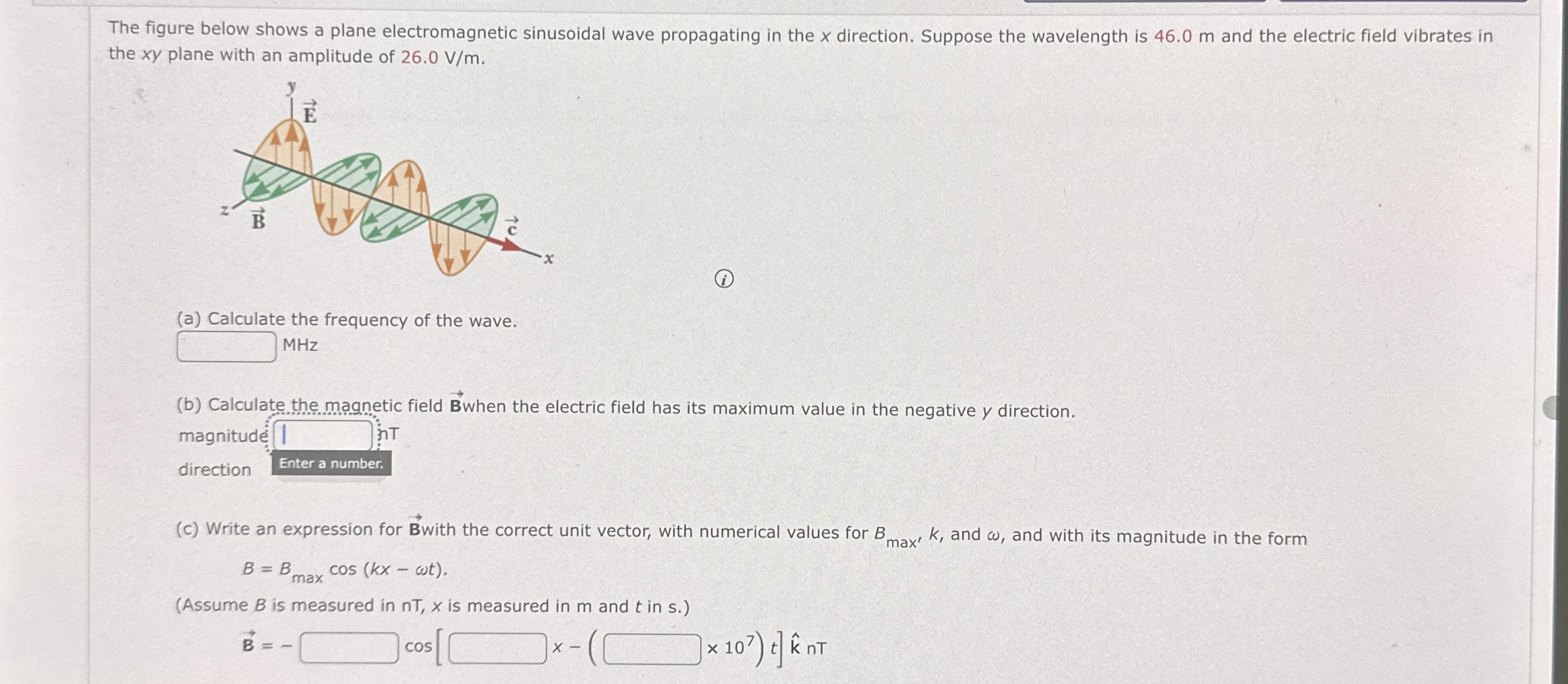 The figure below shows a plane electromagnetic