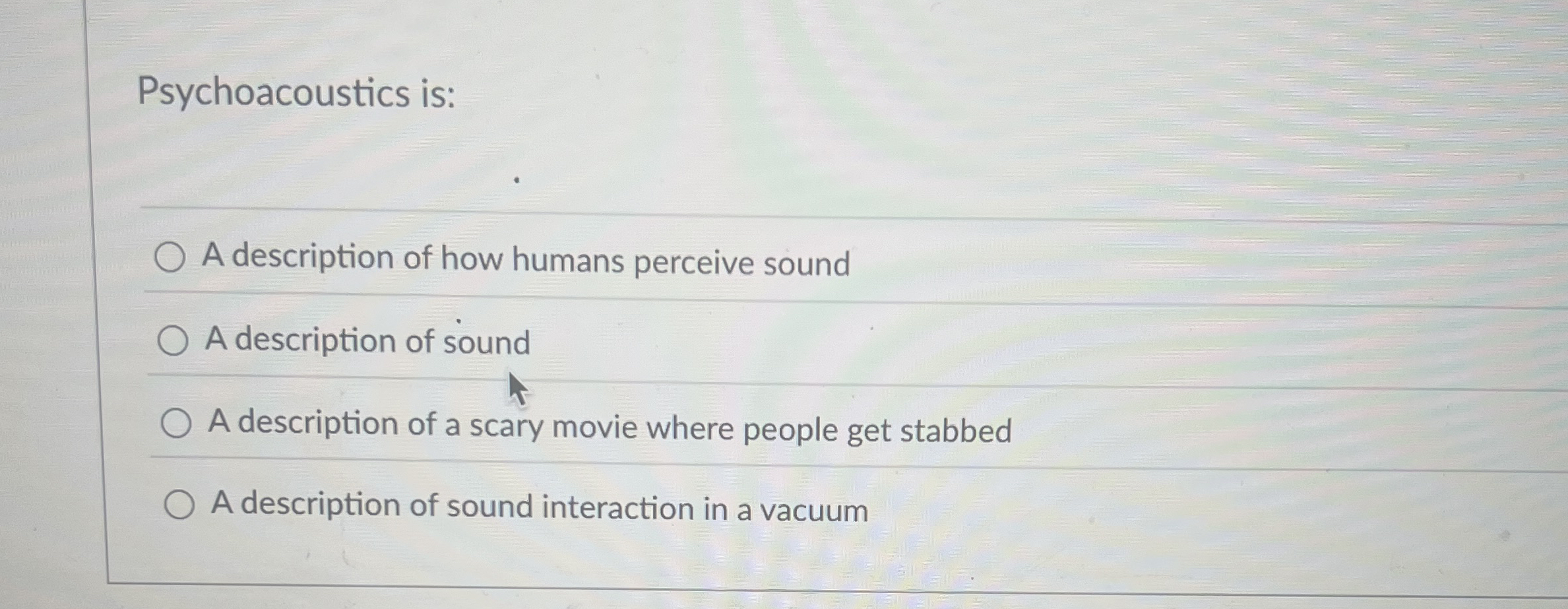 Psychoacoustics is: A description of how humans
