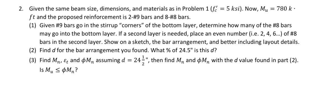 Given the same beam size, dimensions, and