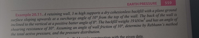 EARTH PRESSURE 5 5 9 Example 2 0 . 1 1 . A