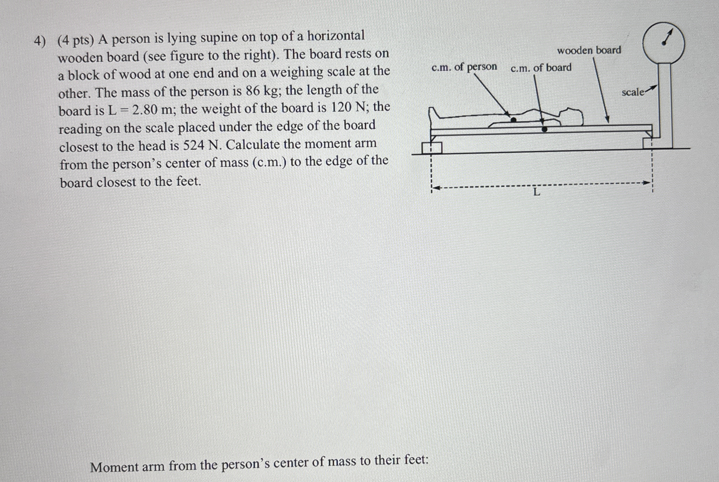 ( 4 pts ) A person is lying supine on top of a