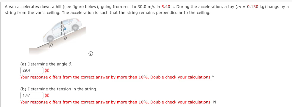 A van accelerates down a hill ( see figure below