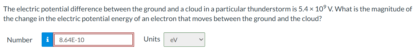 The electric potential difference between the