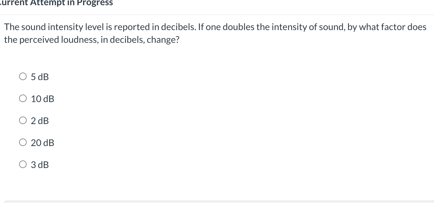 urrent Attempt in Progress The sound intensity