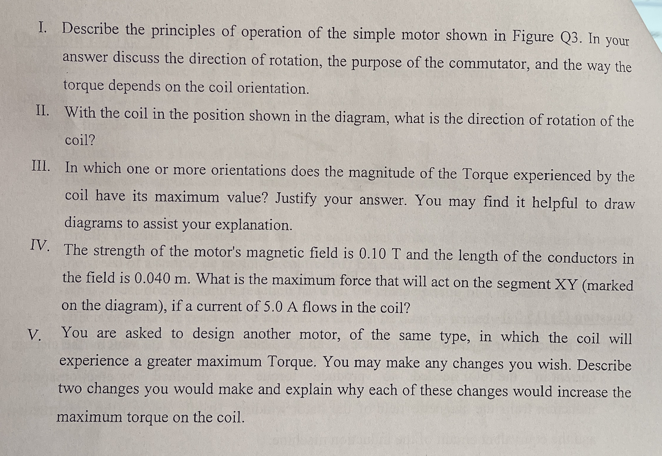 I. Describe the principles of operation of the