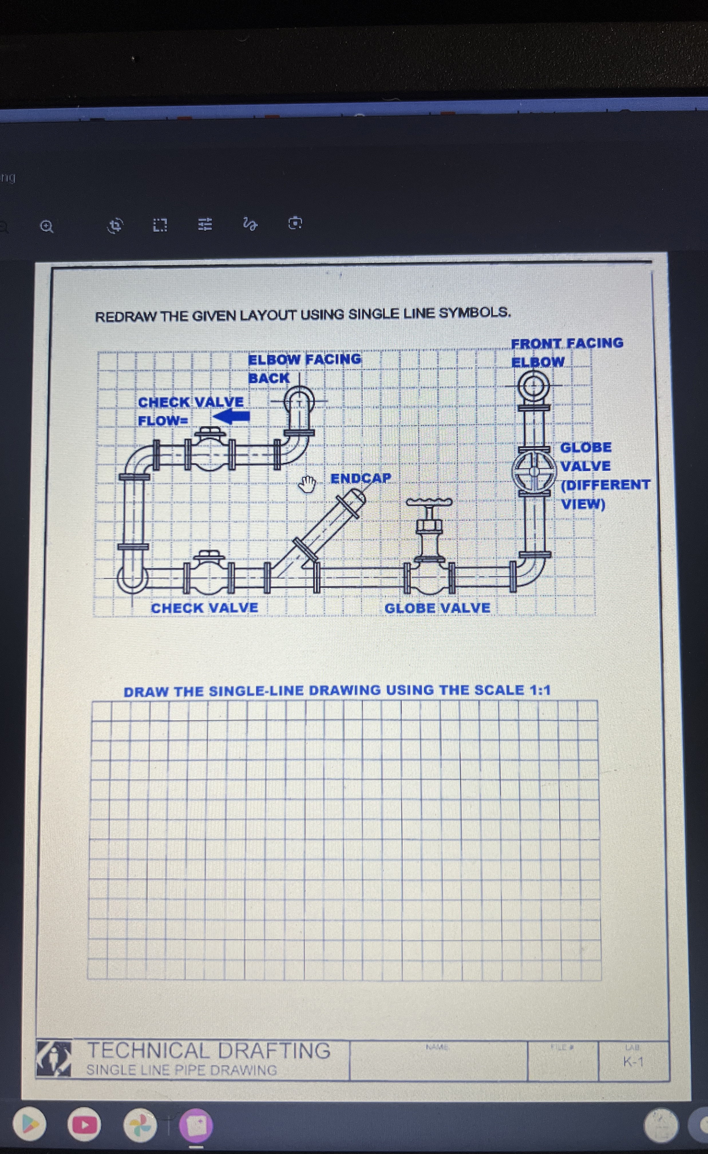 REDRAW THE GIVEN LAYOUT USING SINGLE LINE SYMBOLS.