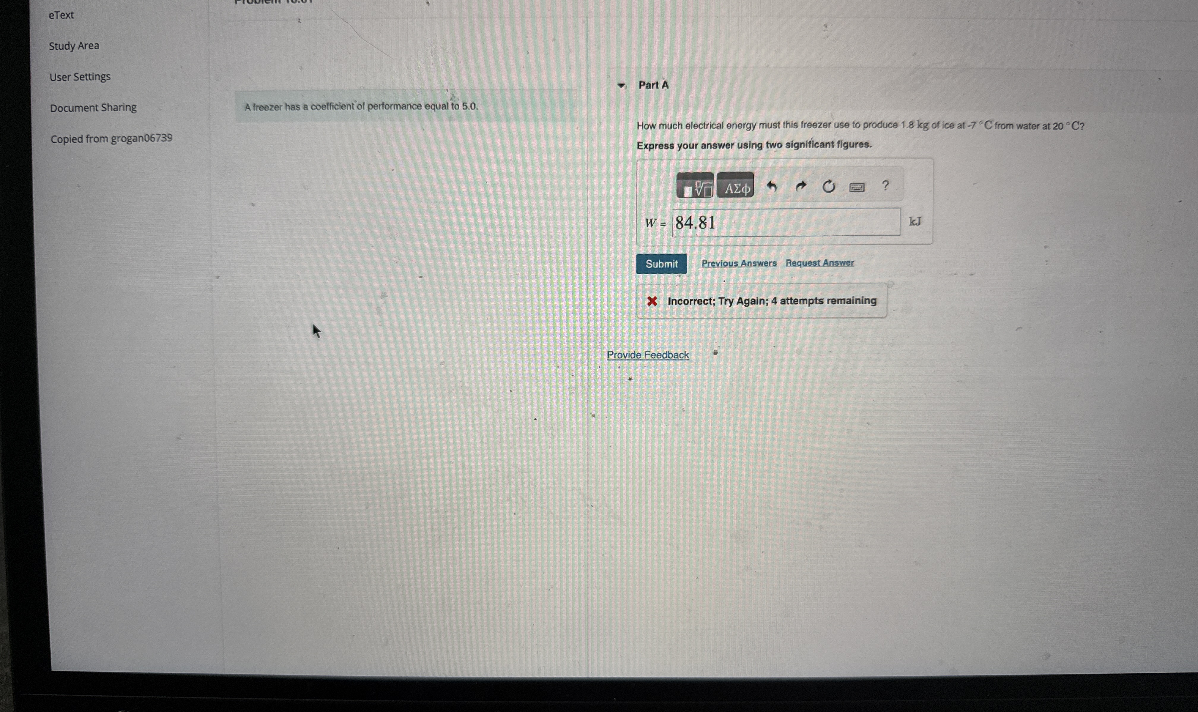eText Study Area User Settings Document Sharing A