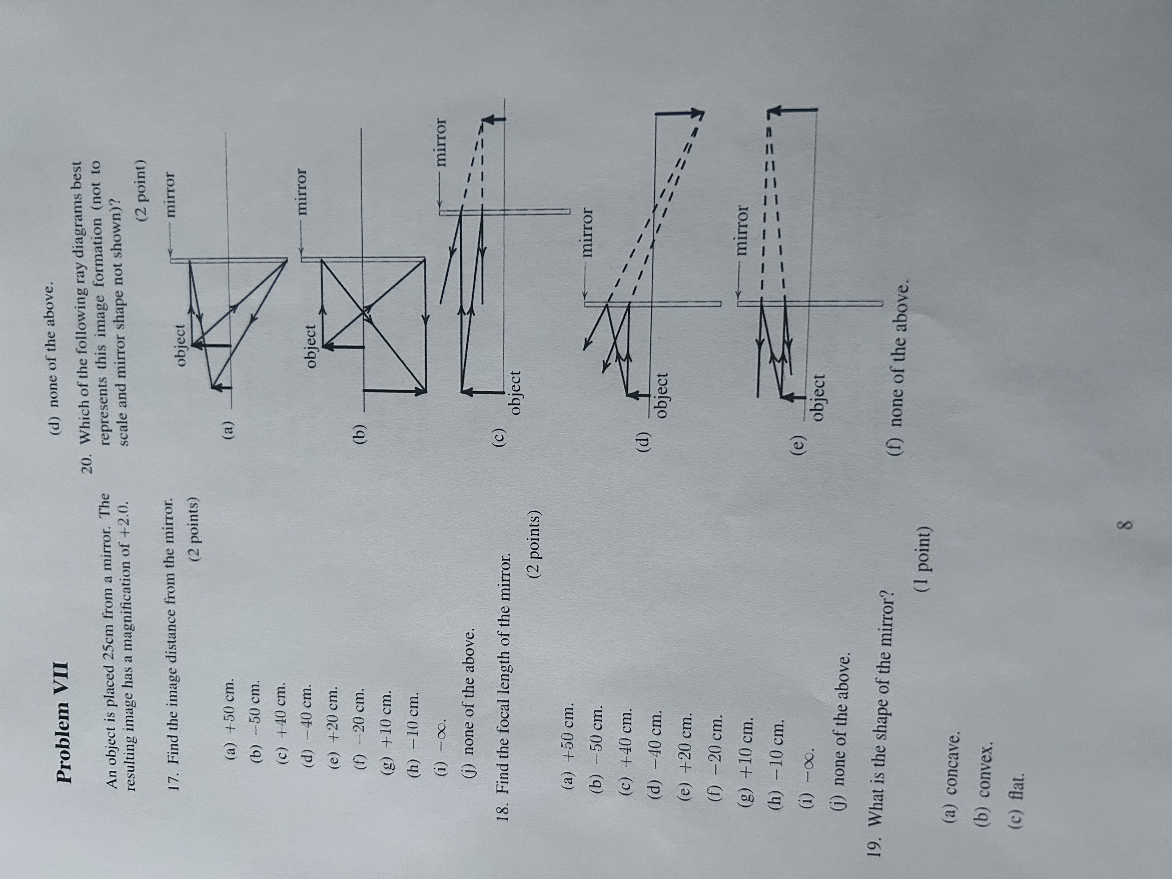 Problem VII An object is placed 2 5 cm from a