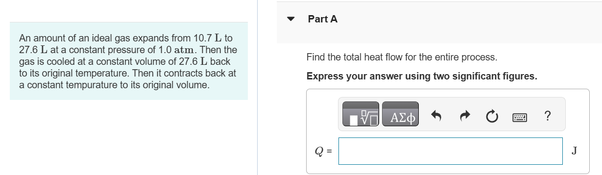 An amount of an ideal gas expands from 1 0 . 7 L