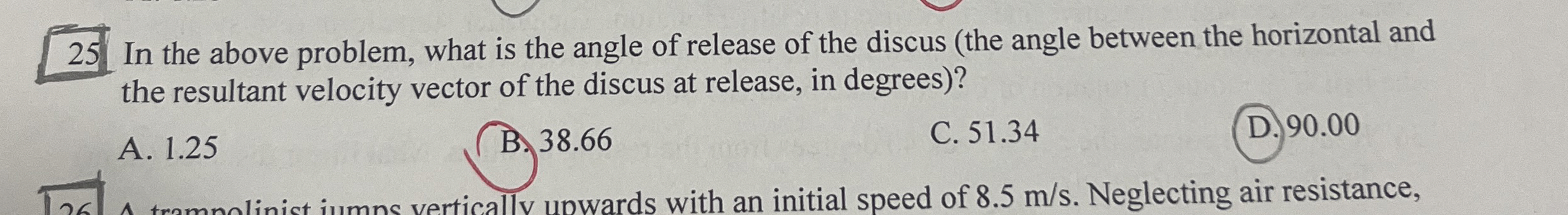 2 5 In the above problem, what is the angle of