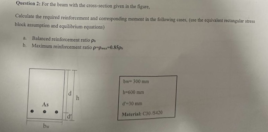 Question 2 : For the beam with the cross -