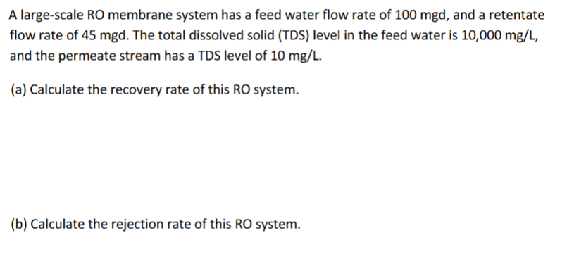 A large - scale RO membrane system has a feed
