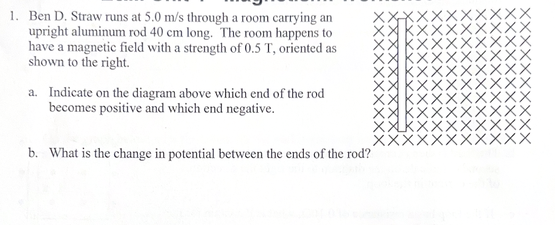 1 . Ben D . Straw runs at \ ( 5 . 0 \ mathrm { ~m