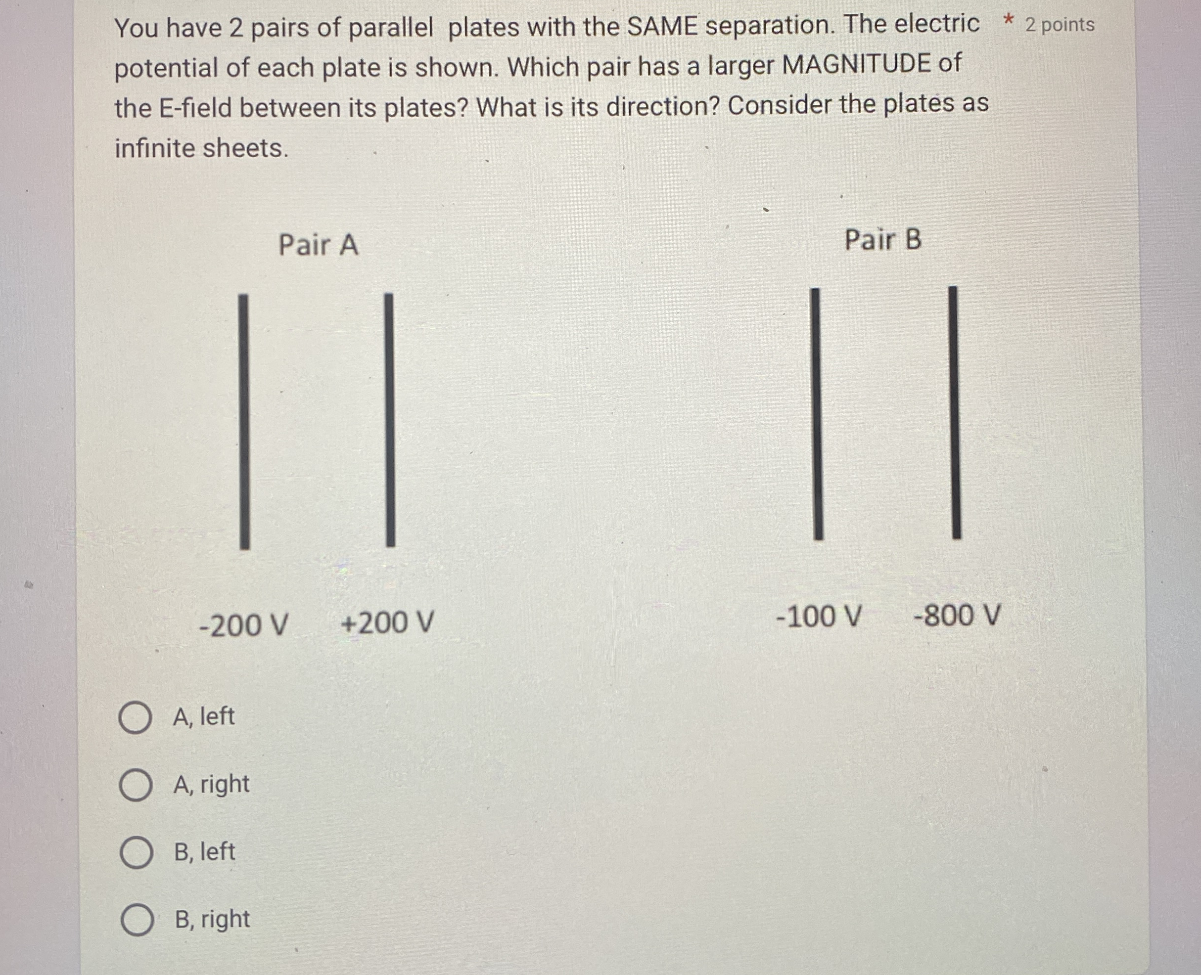 You have 2 pairs of parallel plates with the SAME