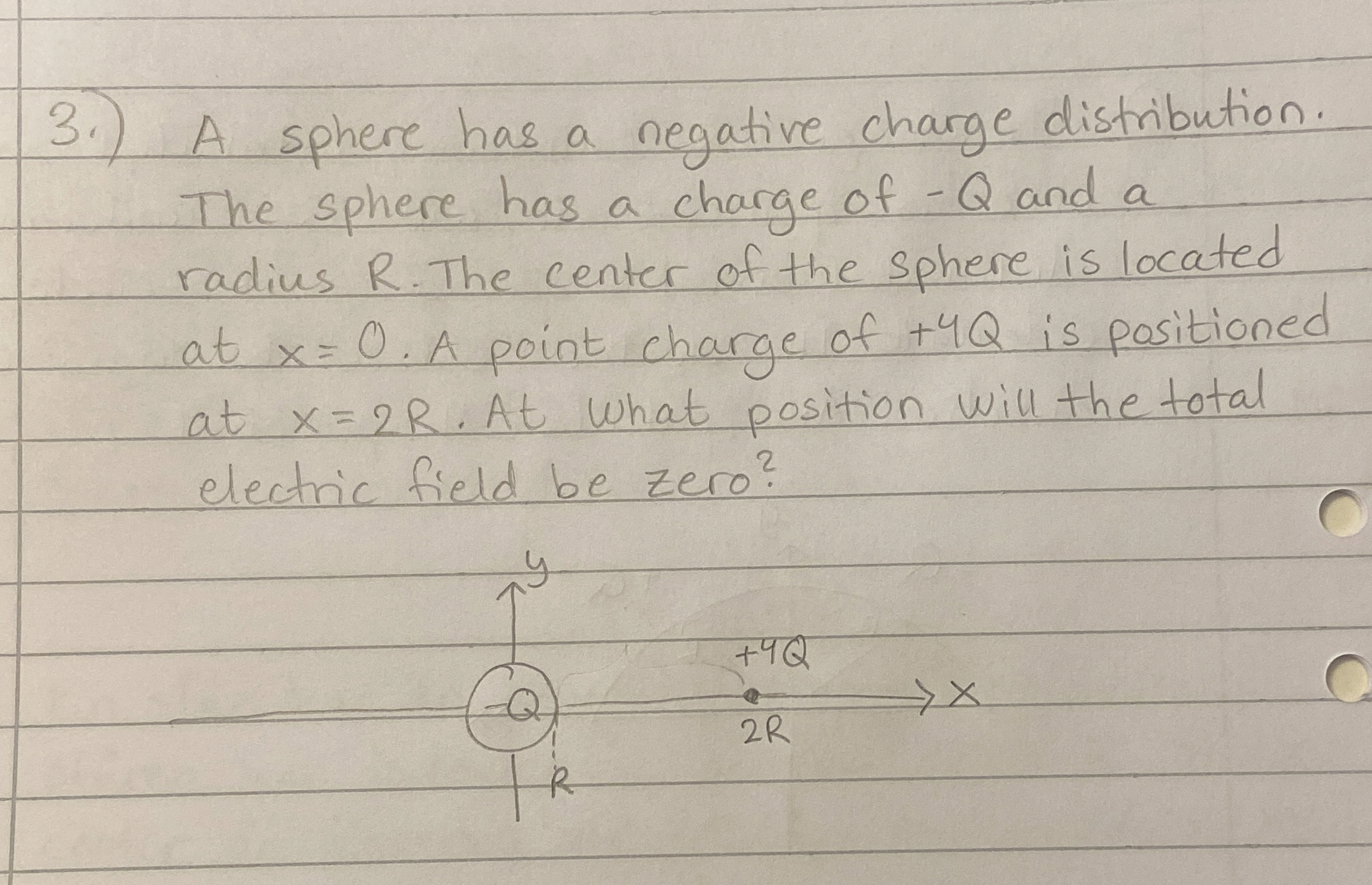 3 . ) A sphere has a negative charge