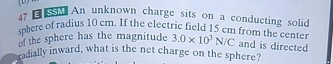 4 7 S S M An unknown charge sits on a conducting
