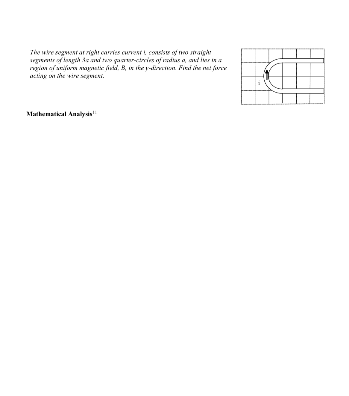 The wire segment at right carries current i ,