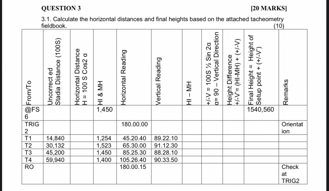 QUESTION 3 [ 2 0 MARKS ] 3 . 1 . Calculate the