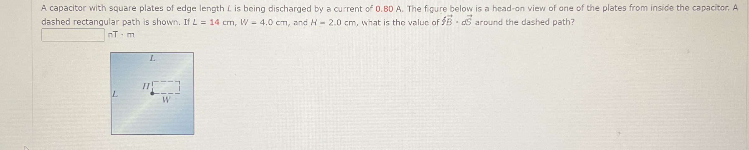 A capacitor with square plates of edge length L