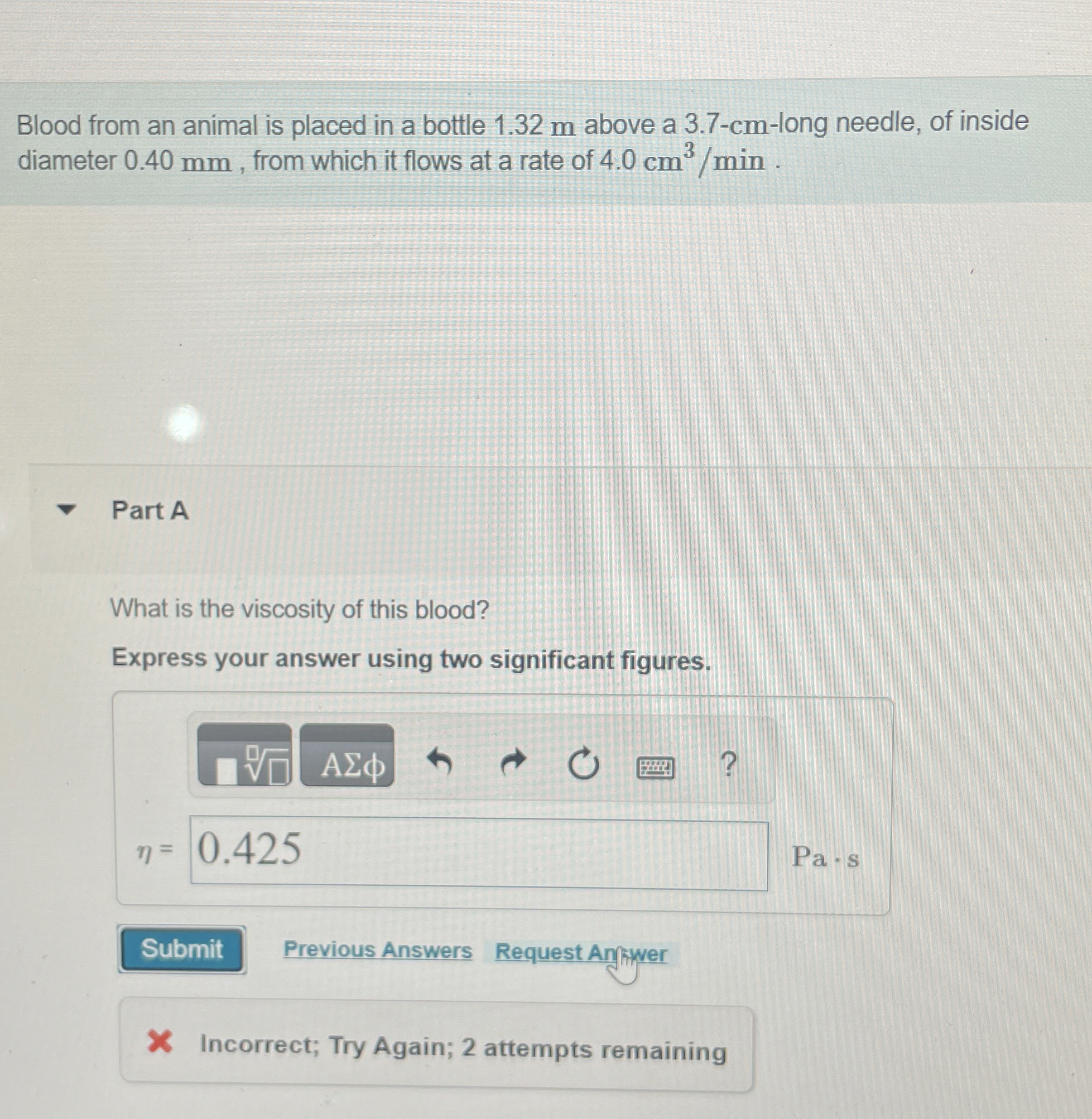 Blood from an animal is placed in a bottle 1 . 3