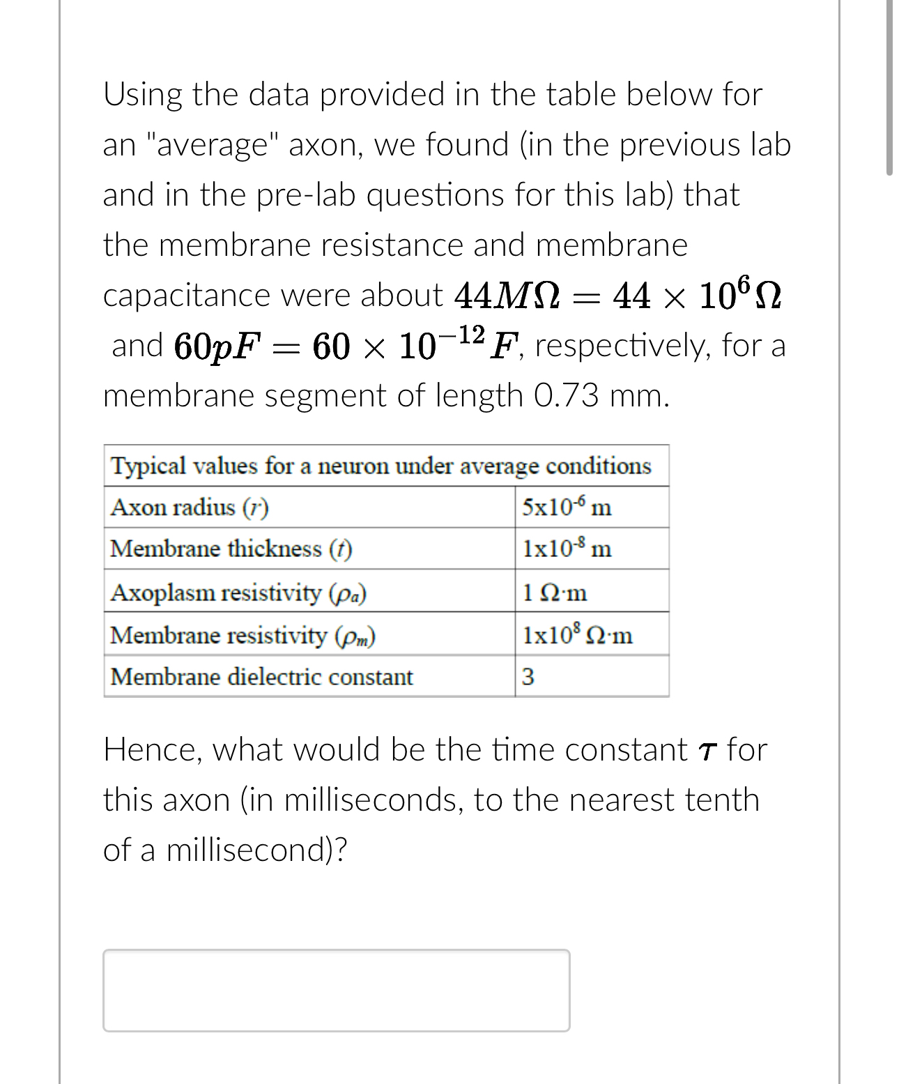 Using the data provided in the table below for an