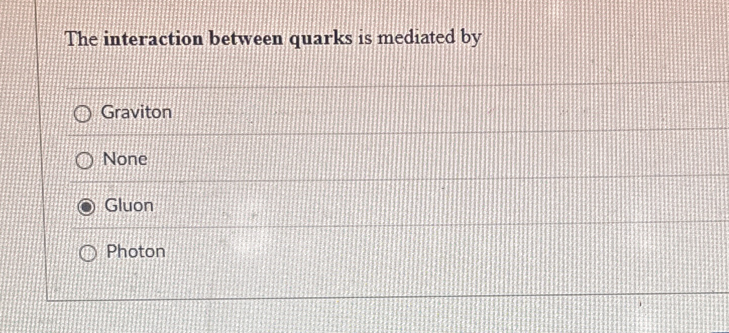 The interaction between quarks is mediated by