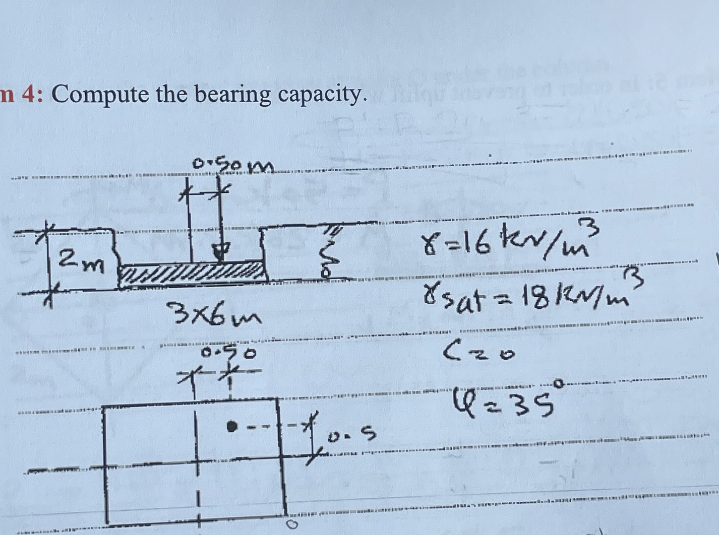 4 : Compute the bearing capacity.