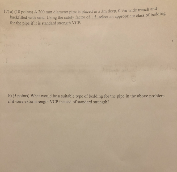 1 7 ) a ) ( 1 0 points ) A 2 0 0 mm diameter pipe
