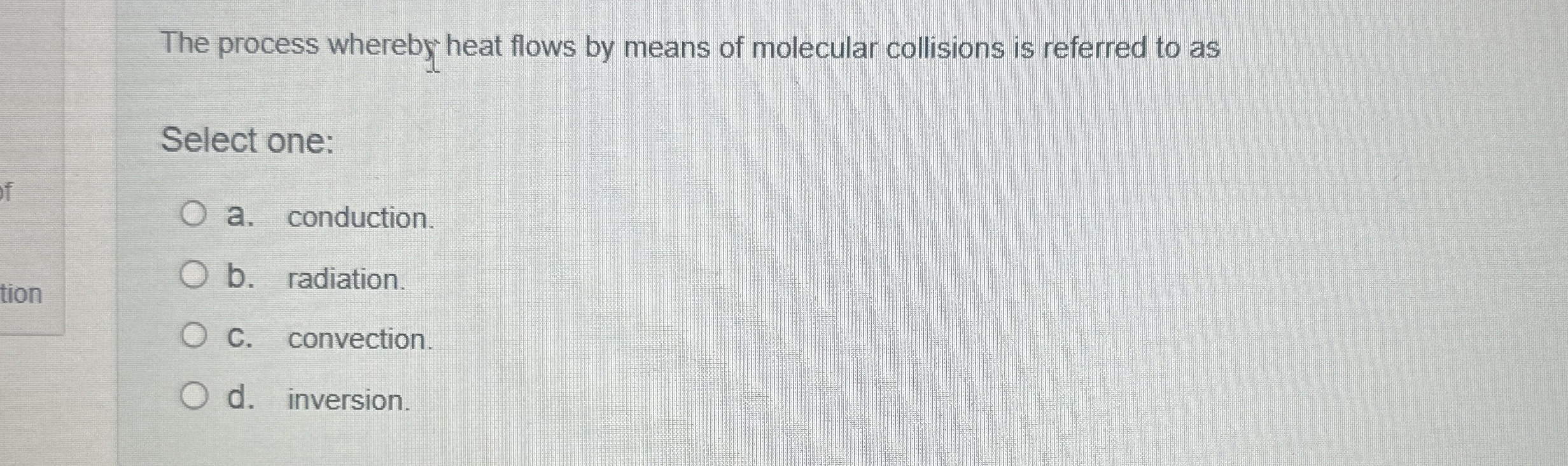 The process whereby heat flows by means of