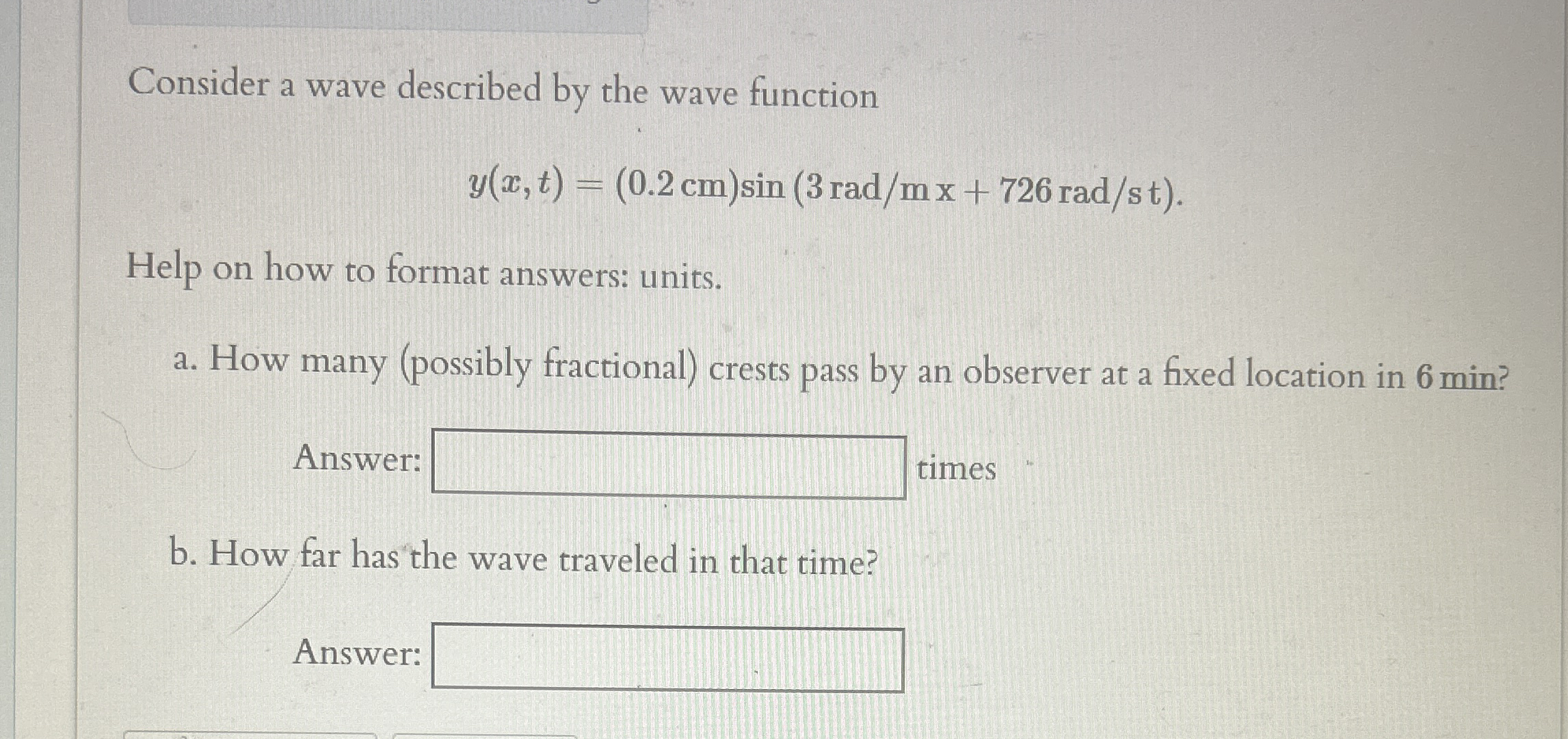 Consider a wave described by the wave function y