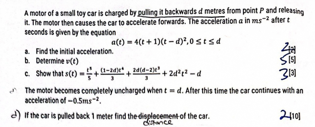A motor of a small toy car is charged by pulling