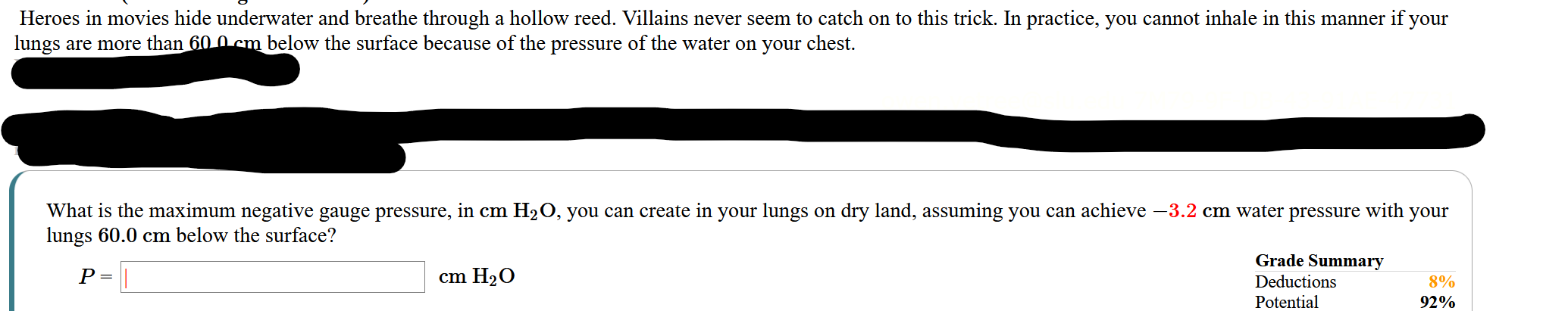 lungs are more than 6 0 0 cm below the surface